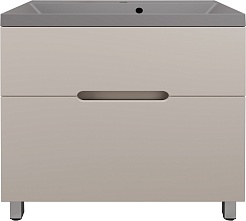 Style Line Тумба с кварцевой раковиной серый шелк Матис 80 крем – фотография-1